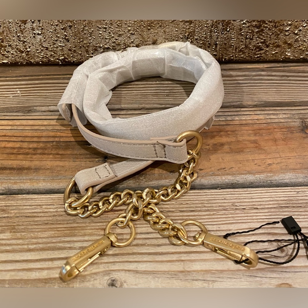 NWT Nanette Lapore shoulder bag double sided Suede & Leather Strap W/Gold Chain